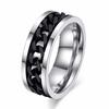 Vnox 8mm Cooler Schwarzer Spinner Kettenring für Männer Reifen Textur Edelstahl Drehbar Glieder Punk Männlich Anel