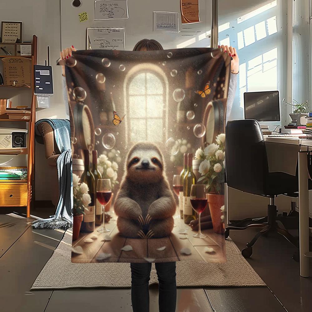 1PC Cute animals Print Flannel Blanket, High quality Comfortable for All Seasons, Home Decor, Warmth and Comfort