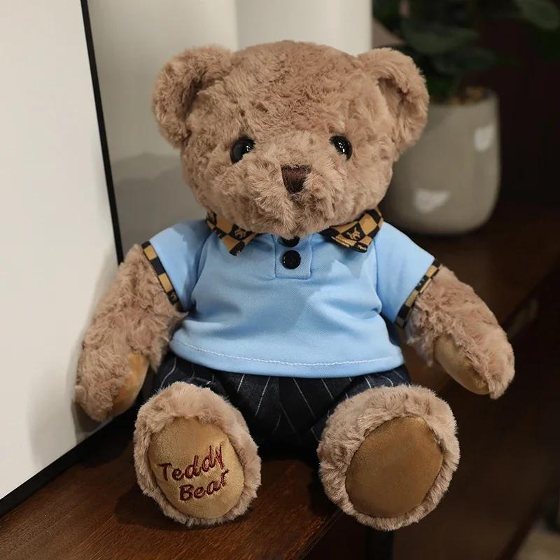 High Quality Soft Teddy Bear Plush Toys Tie Bear Doll T-shirt Paul Teddy Bear  Cute Pillow Animal Cushion Children Birthday Gift