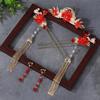 Zinc Zinc Alloy Bridal Headwear Tassel Earrings Hairpin Set Jewelry Wedding Hair Sticks  Girl
