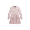 Polo Dress FW23 Fox Print Pony Embroidery Polo Collar Long Sleeve Kids Dress Pink CWPODRSG3D20677-650
