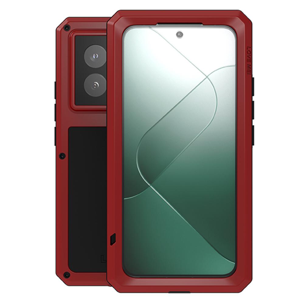 LOVE MEI For Xiaomi 14 Pro Case with Tempered Glass Film Metal+Silicone Rugged Phone Cover