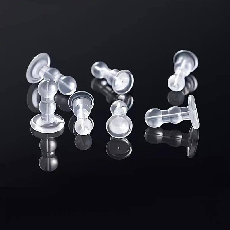 100pcs Round Head TPE Anti Prick Earring Caps Fully Enclosed Earring Backs Non Slip Double Round Support Plastic Earring Stopper