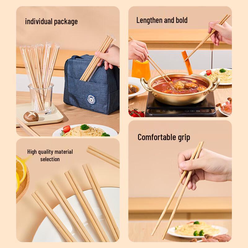 ZISIZ 110 Pairs Individually Wrapped Food-Grade Bamboo Chopsticks