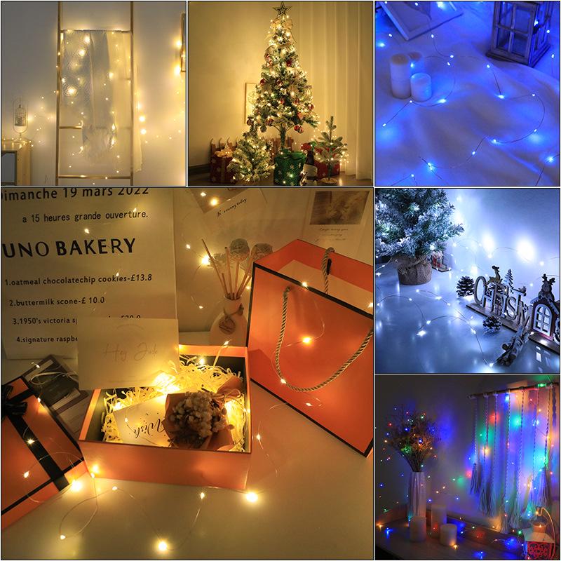 Battery-Powered Copper Wire LED String Lights - Indoor Decorative Lantern