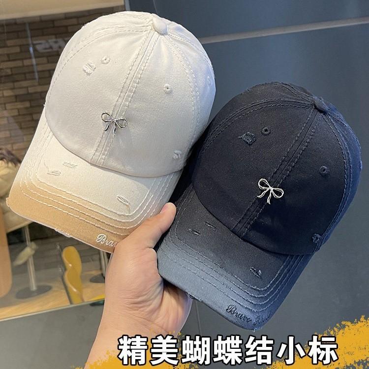 Retro old gradual change baseball cap children spring and summer trend bow cap big head circumference sun hat