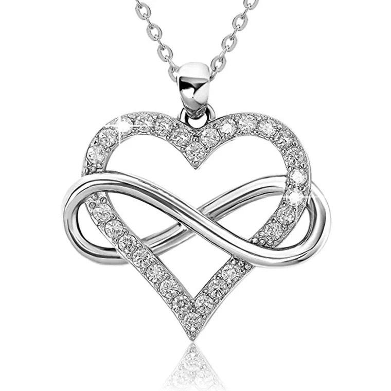 Unendliche Liebe Diamant Herz Anhänger Halskette Für Frauen Minimalistisches Design Zarte Schlüsselbein Kette