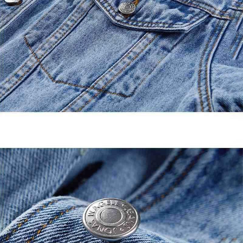 Džínová bunda Dívka Volné Podzimní Jarní a Podzimní oblečení Vyšívaná džínová bunda Ženy