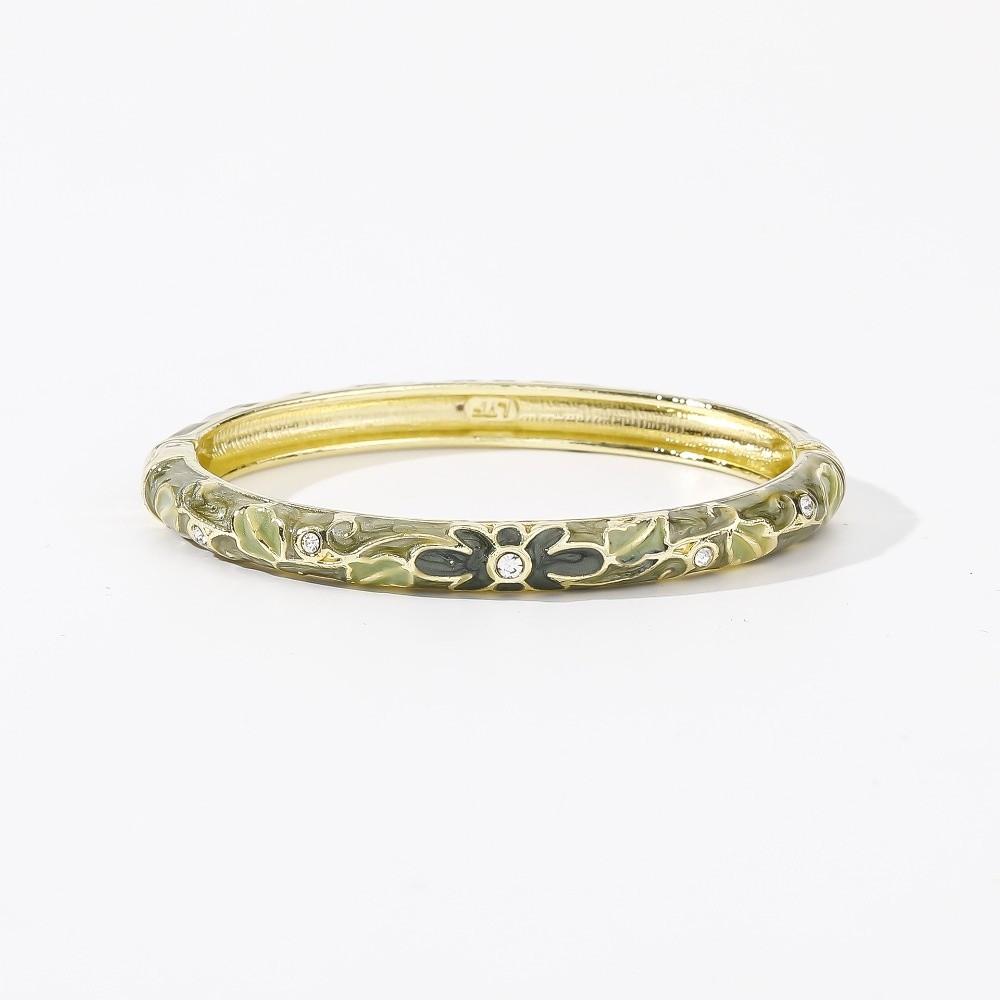 Enamel Vintage Cloisonne Bangle Traditional Women's Hand Bracelet Chinese Flower Bangle  Ladies