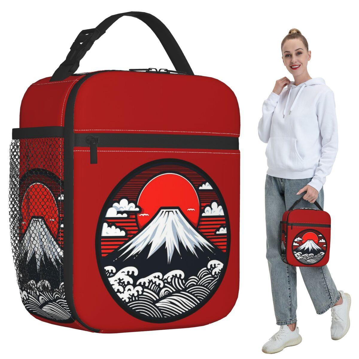 Mount Fuji And The Great Wave Off Kanagawa Insulated Lunch Bag for Women Office Cooler Thermal Food Box Tote Lunch Boxes One Size