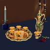 Vintage Turkish Tea & Coffee Set - 6 Gold & White Cups with Tray, Zinc Alloy Antique Decor, Tableware for Home, Gift, Wedding
