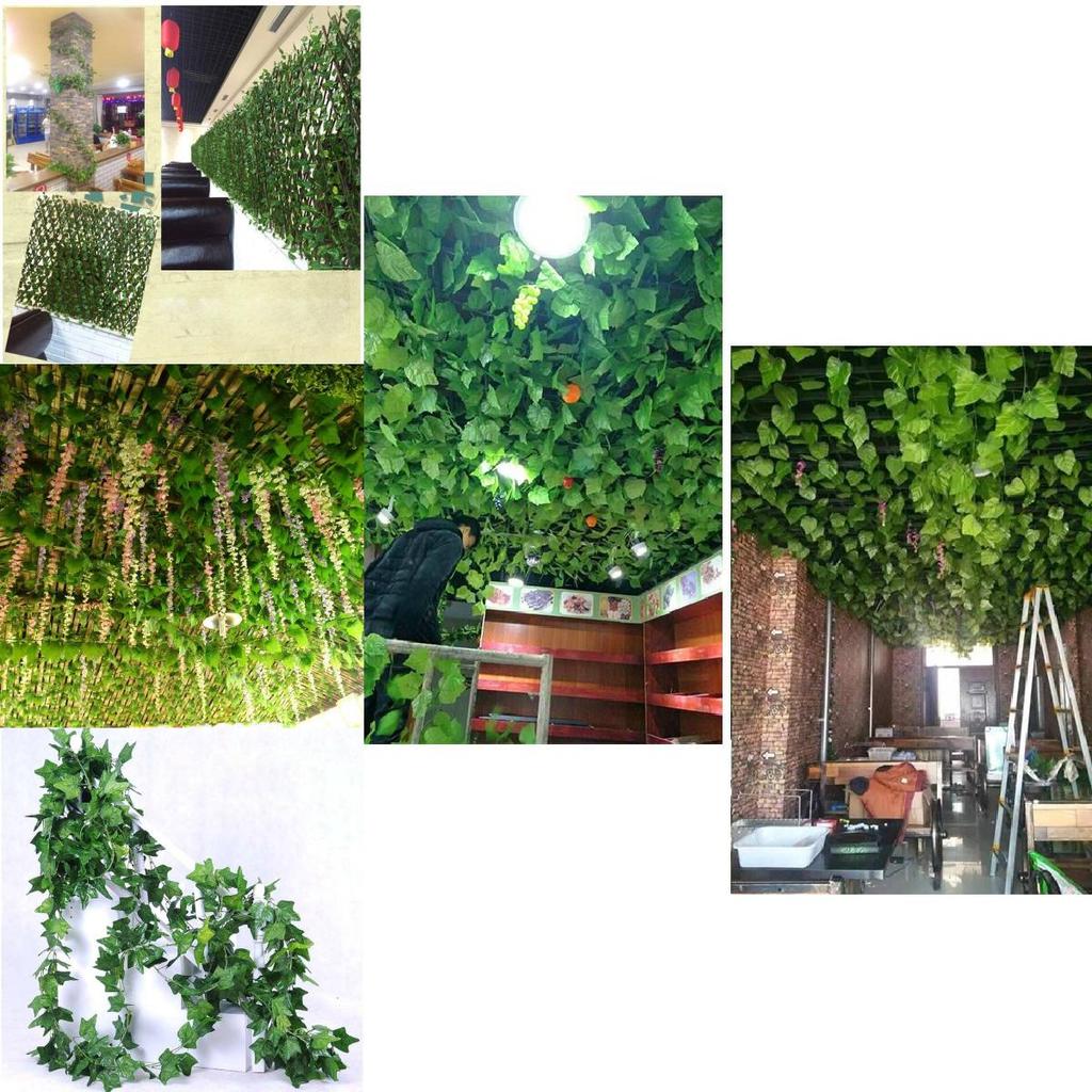 Realistic Artificial Grape Vine Leaves Ceiling Decor Faux Ivy Plants Greenery