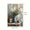Vintage Bloom Metal Wall Poster, Rustic Flat Floral Plaque for Living Room 12x8 Inch