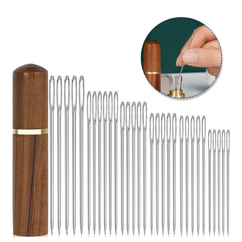 30 Pcs Knitting Needle Big Eye Hand Sewing Needle Large Eye Embroidery Needle Stitching Needle for Sewing