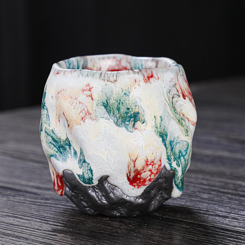 Japanese-style Retro Yamagata Ceramic Teacups Retro Handmade Rough Pottery Single Ceramic Kung Fu Tea Set Tea Accessories