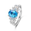 925 Sterling Silver Light Luxury Fashion Oval Zircon Flower Ring Birthday Party Anniversary Gift
