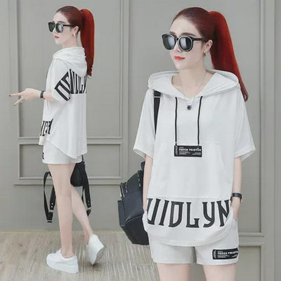 Women's Summer Sportswear Set: Trendy Sweatshirt and Shorts Two-Piece Suit (2021)