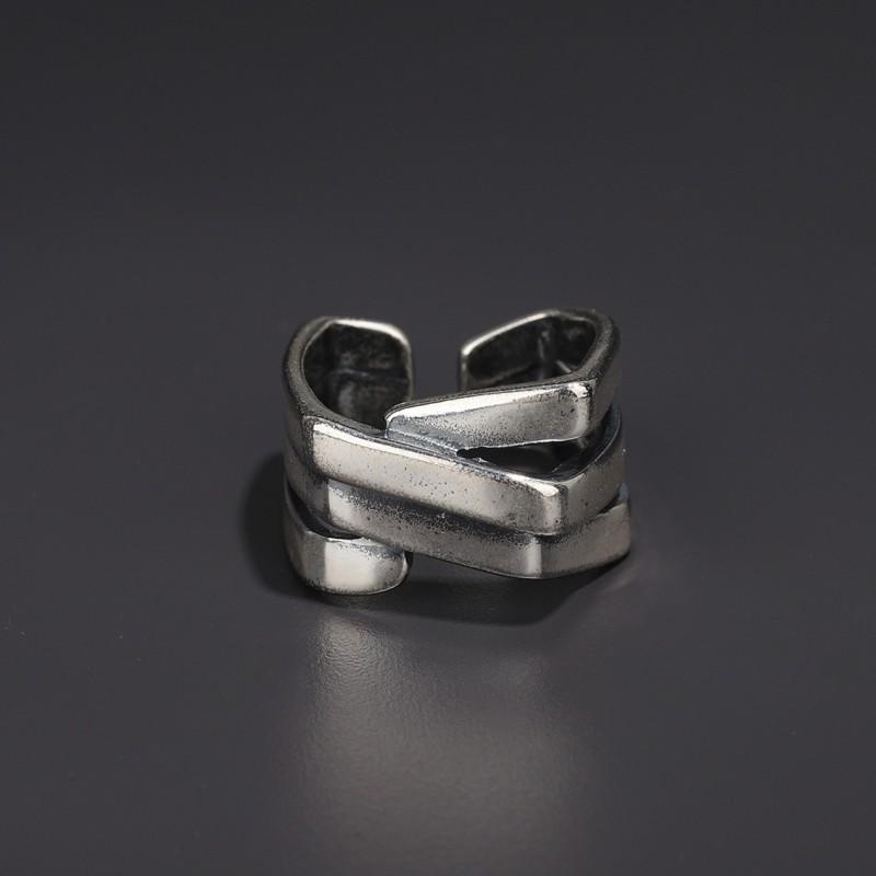 Adjustable Open Ring Men Women Vintage Geometric Irregular Wire Wrap Design Copper Statement