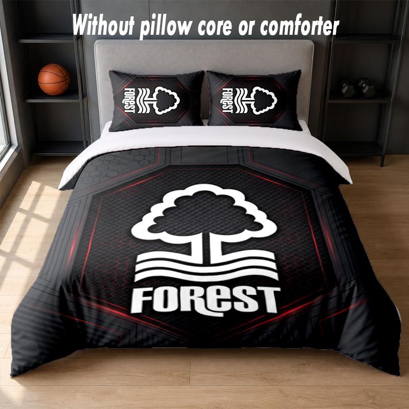 Nottingham Forest Design Bett Bettwäsche-Set 1 Bettbezug + 2 Kissenbezüge Weich Atmungsaktiv Haushalt Bettwäsche