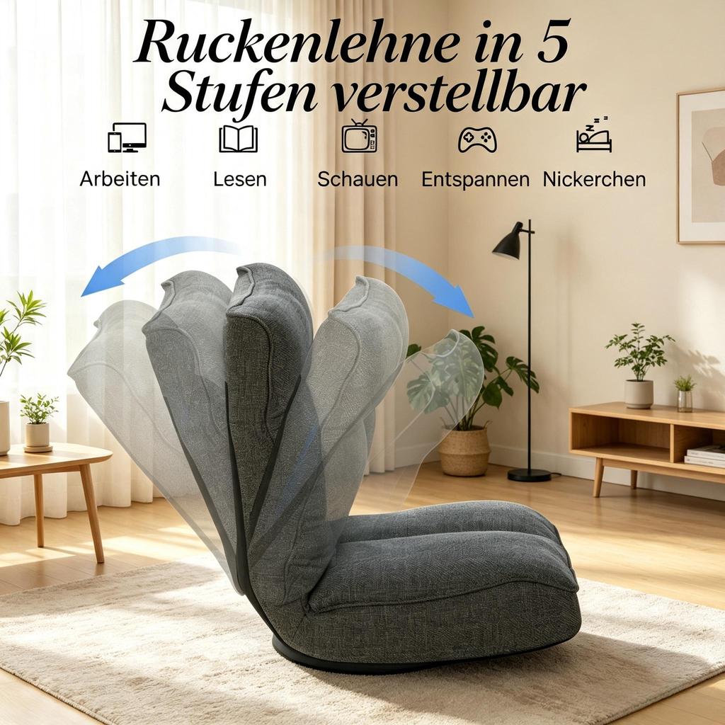 Versatile Relax Chair, Comfortable Single Chair, Swivel Chair with Adjustable Back(Single Chair Only)