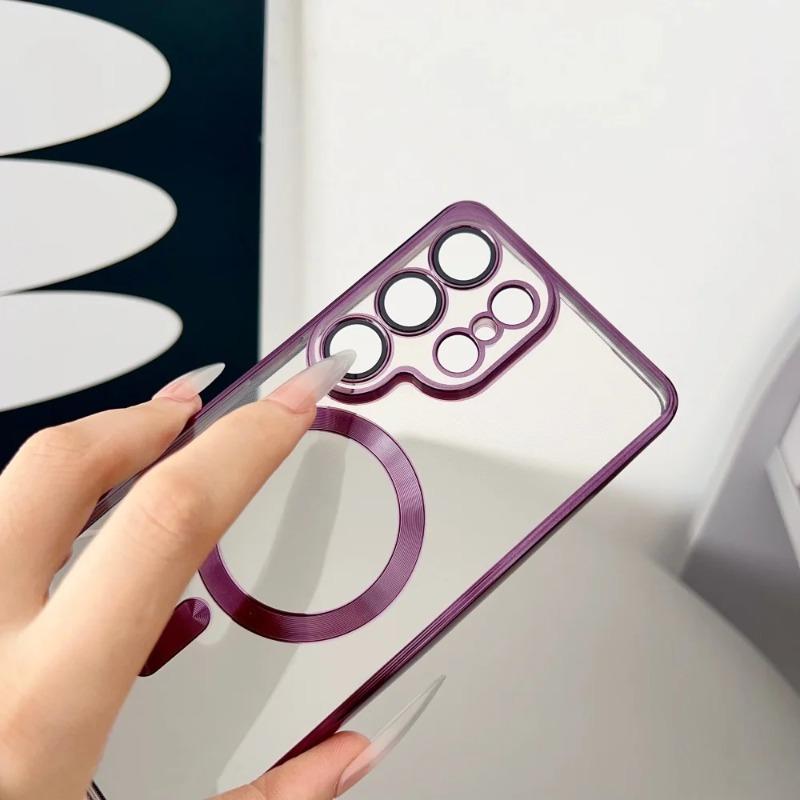 Luxury Plating Phone Case For Samsung Galaxy S26 Ultra S25 S24 S23 FE S22 S21 Plus Ultra Note 20 10 Magnetic For Magsafe Cover