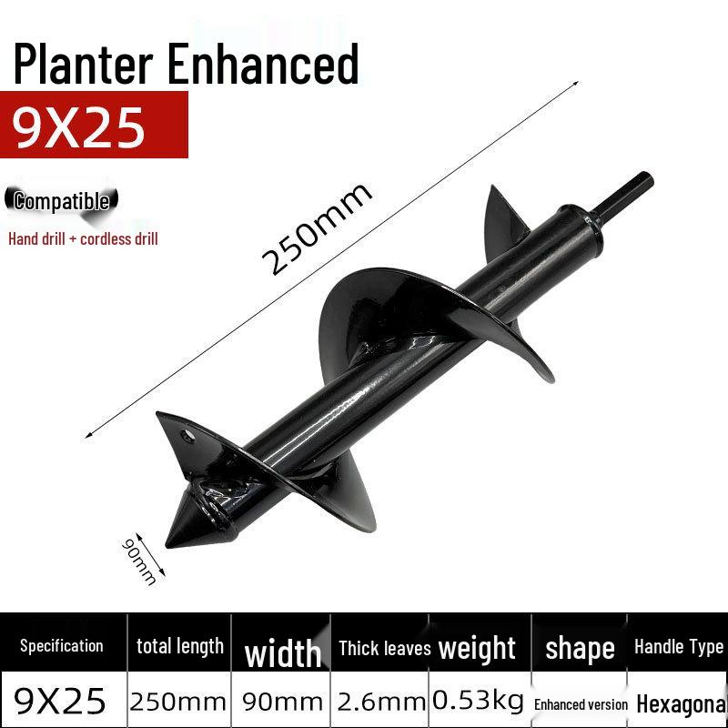 GearUp AutoMoto Spiraalvormige handboormachine voor het planten van zaden, bloemen en groenten in een kas, met elektrische boormachine en zaklamp.