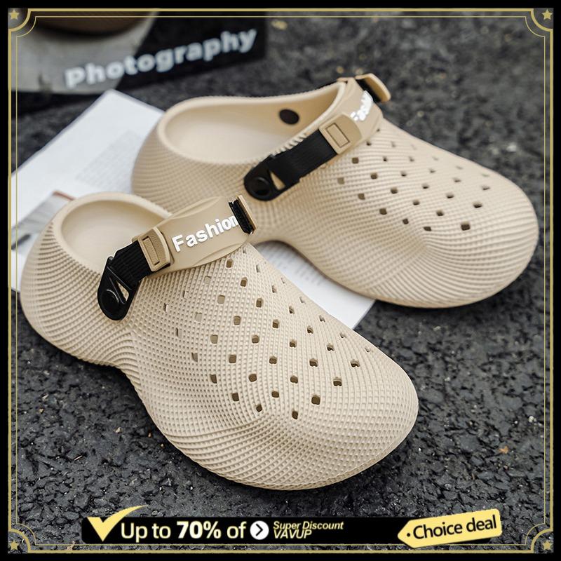 New Summer Fashion Couple Slippers Eva Baotou Men'S Sandals Outdoor Thick Bottom Hole Shoes Luxury Beach Men Garden Shoes