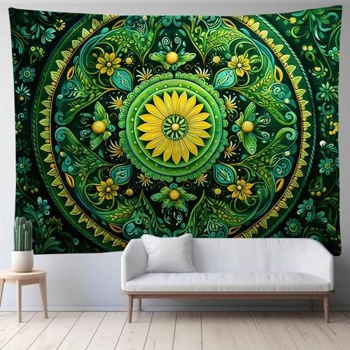 Mandala zielona sztuka tkanina wisząca sypialnia salon tkanina tło do druku dekoracja domu ściana salonu gobelin