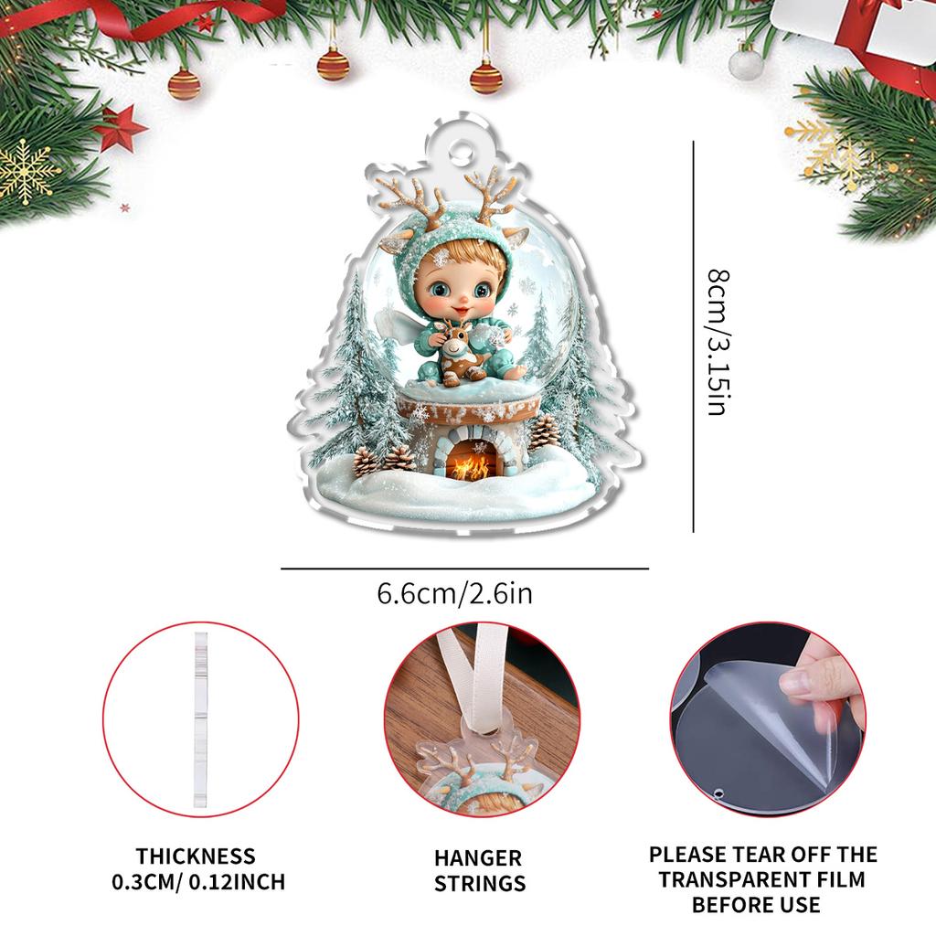 Navidad 2026 New Year Gifts - Christmas Theme Acrylic Hanging Ornaments Art Pendant for Car Home Party Wall Decoration 1PCS