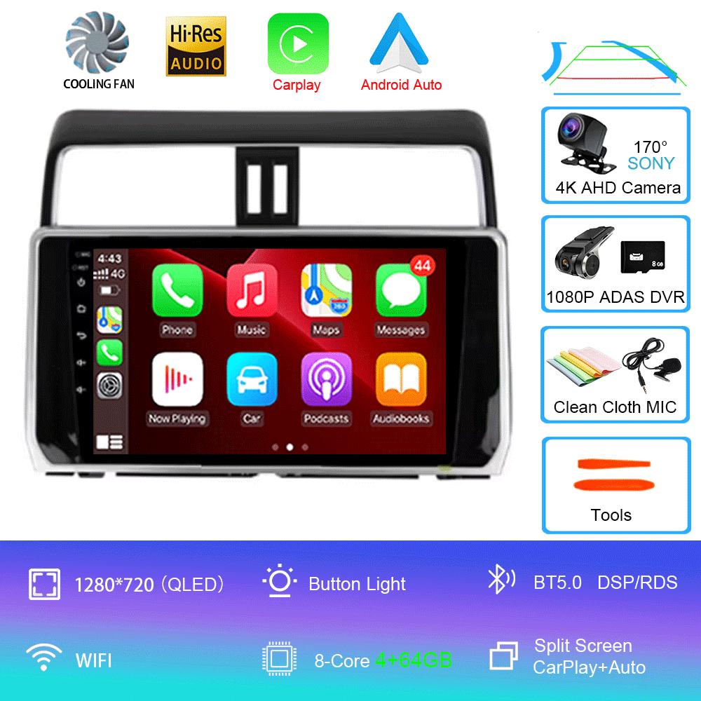 For Toyota Land Cruiser Prado 150 2018 2019 - 2025 Carplay 360 Camera Auto Android 14Car Radio Multimedia Player GPS Stereo Wifi