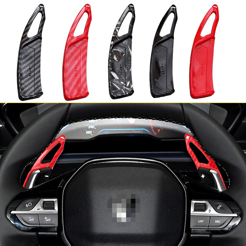 For Peugeot Shift Paddle 3008 2008 5008 508 308 208 GT SW Carbon Fiber Pattern Car Steering Wheel DSG Extender Shifter Paddles