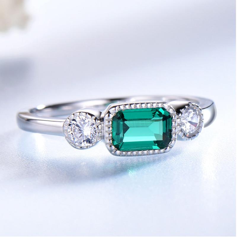 Gica Gema Solid 925 Sterling Silver Emerald  Rings For Women Sparkling Engagement Party Fine Jewelry Gift