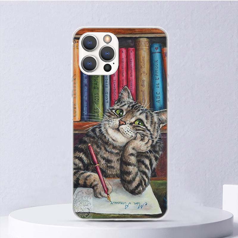 

Мягкий чехол с милым рисунком Lucky Cats для iPhone 11 12 13 Mini 14 Pro Max Apple Phone Cover X XS XR SE 7 Plus 8 + 6 6S 5S Funda Coqu iPhone 7 Plus