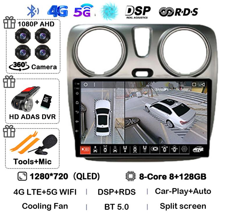 Android 14 Auto Carplay Car Radio For Renault Lodgy Dacia Dokker 2012 - 2020 Multimedia Video Player Navigation GPS 360 Camera