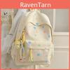 Cute Colorful Star Patterned Student Lightweight Backpack With Plush Pendant For School Travel