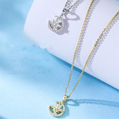 Fashion Choker Necklaces For Women 925 Silver Crystal Star Moon Pendants Statement Wedding Party Jewelry Dz612