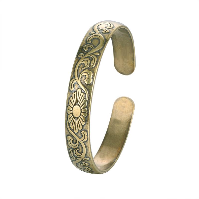 Vintage Daisy Flower Open Cuff Bracelet Antique Brass Finish for Women Mother Gift