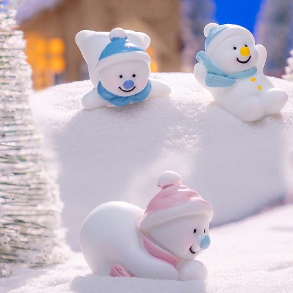 Mini Mini Snowman Ornament Cartoon Snowball Battle Snowman Ornaments  Fairy Garden Decor