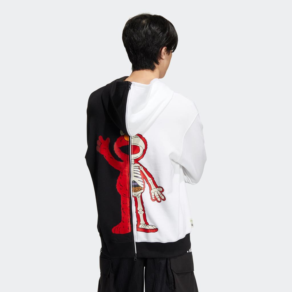 Adidas Neo X Sesame Street Joint Edition FW22 Unisex Hoodie With Logo Patchwork Design Unisex Hoodie Black White HM9939