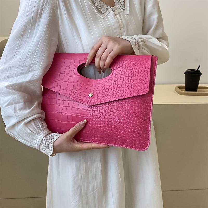 

Elegant Modern Minimalist Pattern Handbag for Women - Adjustable Shoulder Strap, Snap Closure, Perfect for Office, Casual Outings & Shopping рожевий