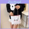 Canvas Bag For Women With Cartoon Embroidery Small Handheld Purse For Daily Use