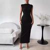 Plus-size Dress, European and American Women's Clothing, Pure and Alluring, Sleeveless, Sexy, Pleated, Slim-fitting, Elegant and Stylish