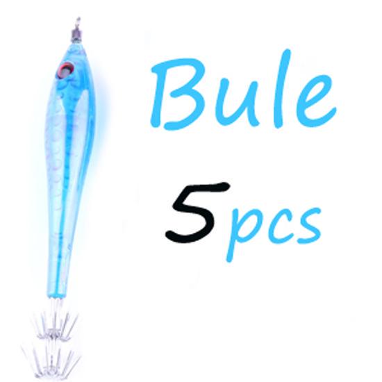 

5 шт., 9,5 см, 6 г, прочный 2-ступенчатый крючок для джиг-кальмара, приманки для кальмара, зеленый буле, оранжевый, розовый, белый