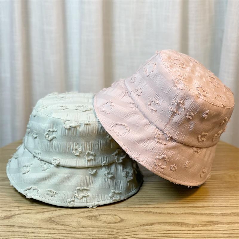 New Spring/Summer Wide-Brimmed Fisherman Hat for Women, Elegant Small Flower Bucket Hat, Korean Style Fashionable Versatile Sun Protection Hat