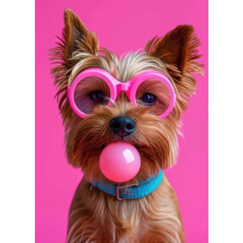 Zvířata Vtipné Tisky Pes Barevné Žvýkačkové Sluneční Brýle Plakát Samojed Francouzský Buldoček Malba na Plátno Nástěnné Umění Obrázek Domácí Dekorace