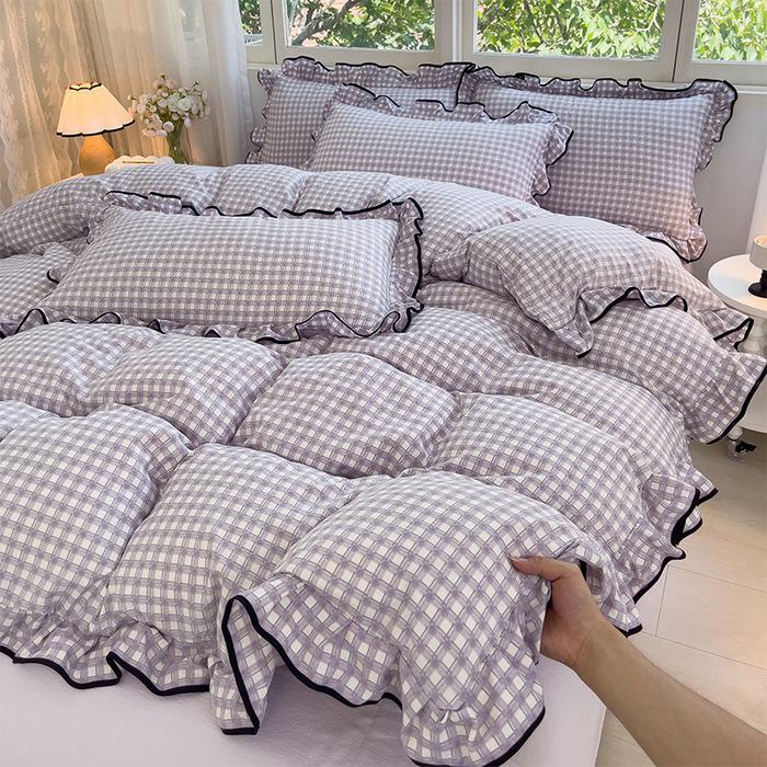 Korean Princess Cloud-like Crinkled Gauze Lace Cotton Bedding Set