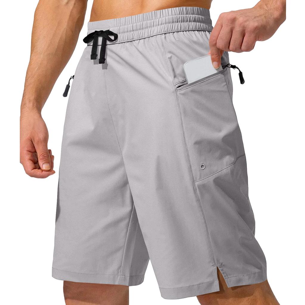 Mens Athletic Shorts Cargo Shorts for Men with Zipper Pockets Gym Shorts Men Lightweight Mens Workout Shorts Drawstring Waist