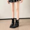 Retro Versatile Pointed Short Boots Women's New Belt Buckle Pleated Piled Boots Thick Heel Temperament Spice Girl Style Trouser Tube Boots