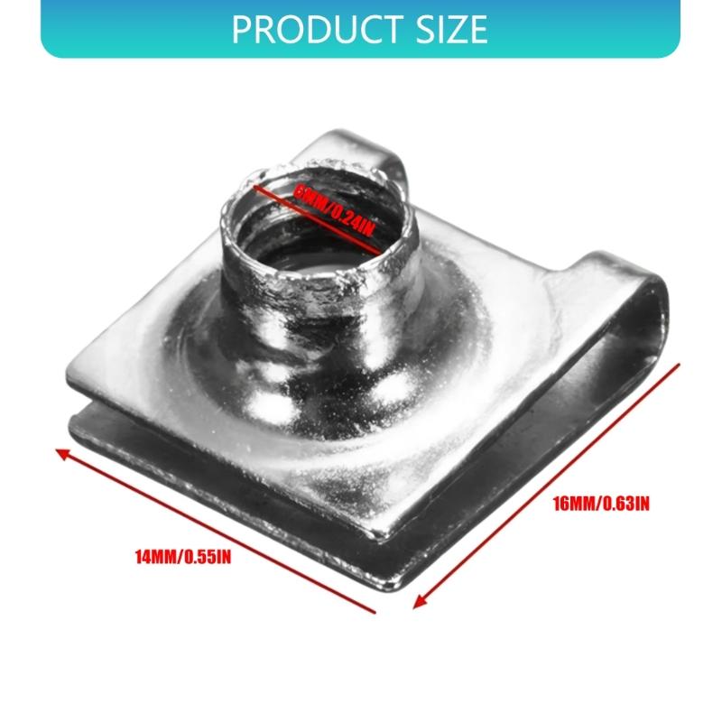 10pcs 6mm Nuts Bumper License Plate Mounting U Type Clips Number Plate Fixed Buckle Easy Installation