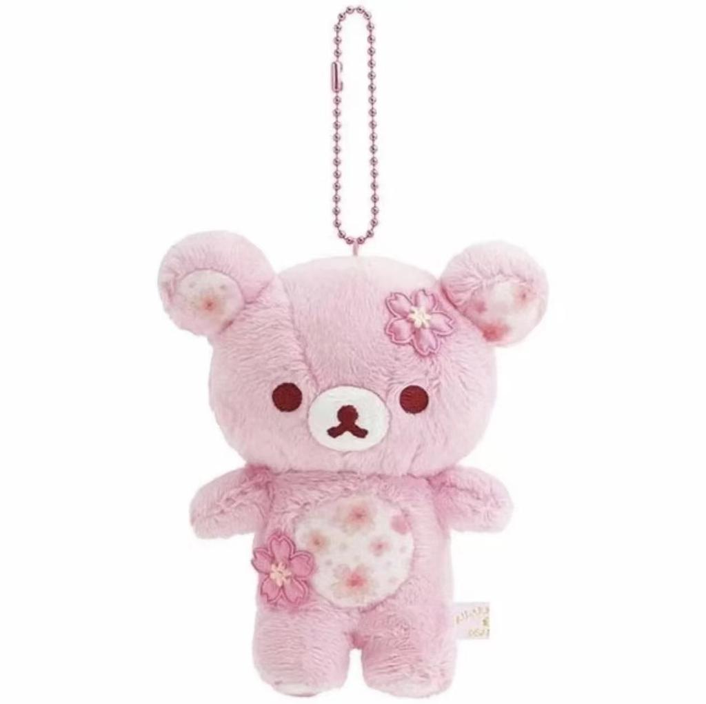 Anniversary Cherry Blossom Flower Lazy Bear Rilakkuma Soft Plush Toy Keychain Sakura Peach Pink Bear Stuffed Animals Doll Charm